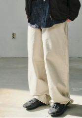 極太 90s リネン混 ワイドパンツ スラックス イージーパンツ ベイカー