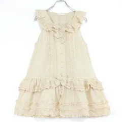 ピンクハウス★リボン&段々フリル♪ローンチュニックワンピ ベージュ系 前開き 替え裾付き♪無地 薄手 z19595のサムネイル