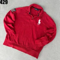 ポロラルフローレン レッド ハーフジップアップ スウェット パッチ XL