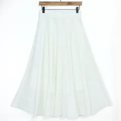 【美品】インゲボルグ★透かし編み♪レースのフレアスカート 白系 ペチコート付き♪z19587