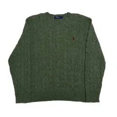 XL ポロラルフローレン メリノウール グリーン ケーブルニット