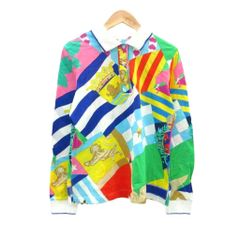 LEONARD SPORT ポロシャツ 長袖 カットソー 44 マルチカラー レオナールスポーツ LEONARD SPORT ポロシャツ 長袖 カットソー 44