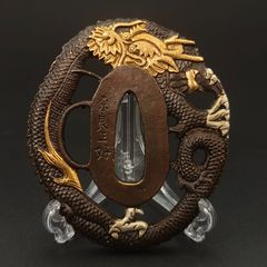 刀鍔 雲龍図 鍔立付 XG115 鍔 銅地 細工 金銀メッキ 日本刀装具 - メルカリ