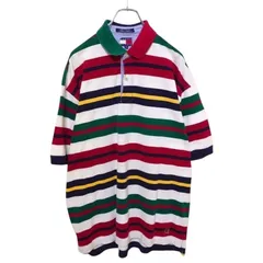 【TOMMY HILFIGER】90s ロゴ刺繍 ボーダーポロシャツ A3714