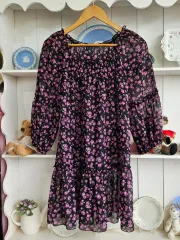 (L'EST ROSE) ピンクローズフラワーシフォン ONE PIECE