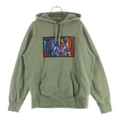 supremeオリーブ色 フード付きパーカー アートプリント supremeオリーブ色 フード付きパーカー アートプリント - メルカリ