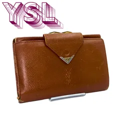 Yves Saint Laurent イヴサンローラン がま口財布 ブラウン 訳あり
