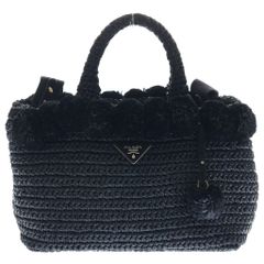 PRADA プラダ ラフィア クロケット カナパ トートバッグ ハンドバッグ