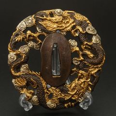 刀 日本刀 鍔 アンティーク 龍 骨董 龍 双竜 古美術 装具 剣 時代