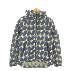 フレッドペリー FRED PERRY ジャケット S 青 ブルー グレー ジップアップ フード付き チェック柄 ロゴ刺繍 /AO4 ■ECE004
