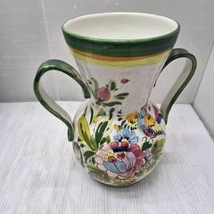 手描き花模様陶器花瓶 中型 - メルカリ