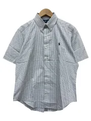 RALPH LAUREN (ラルフローレン) CLASSIC FIT 半袖 ボタンダウンシャツ チェック ワンポイントロゴ L ホワイト×ブラック メンズ/028