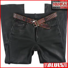 NANKAI ナンカイ レザーパンツ W33 バイクパンツ ブーツカット ライディングパンツ 牛革 ブラック 本革 革パンツ 本皮 レザーパンツ_ウエスト78cmから82cm一覧←SEULB屋着古← HS630