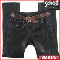 新品 デットストック Schott ブラックレザーパンツ W34 - メルカリ