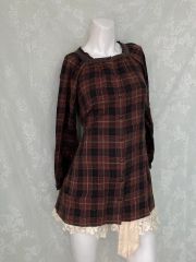 専用 美品ビアズリー 赤と黒のチェック柄長袖チュニック - メルカリ