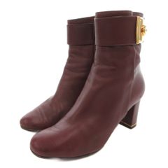 極美品 フェラガモ フィアンマ ショートブーツ 8.5D 26cm ボルドー 