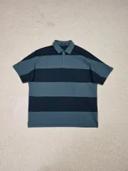 アレグリ ワイド ブロック ストライプ ヘドゥン プラケット カラーTシャツ | S00124のサムネイル