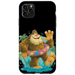 【新品】 プールやビーチ愛好家のためのリング付き楽しいビッグフットグラフィック。 スマホケース iPhone 11 Pro Max 用 1