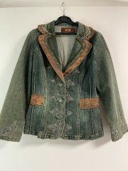 3点¥10,000 ビンテージ 古着 卸 USA製 花柄刺繍デニムジャケット 