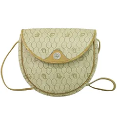 本物 クリスチャン ディオール Christian Dior ハニカム柄 ショルダーバッグ ポシェット PVC ベージュ バッグ 中古・