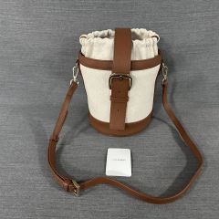 &MyuQ 2WAY バケツバッグキャンバスブラウン ショルダーバッグPlage 
