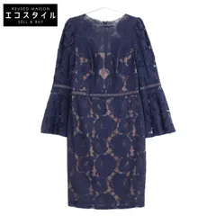 TADASHI SHOJI　タダシショージ　AYV17735M ネイビー ベルスリーブ ドレス　8のサムネイル