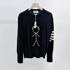 未使用/2 トム・ブラウン 四本サイドライン インタルシア iKON(アイコン) ウール ニット ブラックのサムネイル