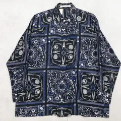 ◎Children of the discordance × N.HOOLYWOOD チルドレンオブザディスコーダンス × エヌハリウッド ウエスタンシャツ バンダナ柄 総柄 レーヨン ブラック ネイビー 日本製 メンズ 36 b01440のサムネイル