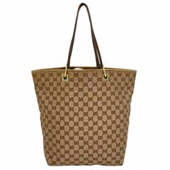 GUCCI トートバッグ 肩掛け A4可 GGキャンバス レザー ブラウン - メルカリ