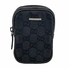 【6de6457】グッチ ポーチ GGキャンバス 115249 キャンバス ブラック シルバー金具【中古】メンズ レディース ユニセックス