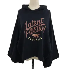 ダブルネーム DOUBLE NAME パーカー スウェット フーディー プルオーバー プリント ロゴ カットオフ ワイドスリーブ 長袖 F 黒 茶 ブラック ブラウンのサムネイル
