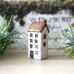 handmade ガーデンハウス オブジェ セメント製 ダークグリーンハウス
