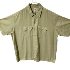 CHM Dickies ワークシャツ 半袖 カーキ ベージュ 3XL メンズ レディース ユニセックス 古着 ディッキーズ ビッグサイズ 無地 ワークウェア オーバーサイズ