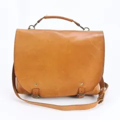 美品 HERZ ヘルツ レザー 2WAY ショルダーバッグ 斜め掛け メッセンジャー ビジネス 通勤 本革 ブラウン 茶色 A4 メンズ RWM DZ15-7【中古】