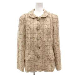 ピエールカルダン Pierre Cardin ツイードジャケット ラウンドカラー ショート丈 11 ライトベージュ /IB ■ECG004のサムネイル