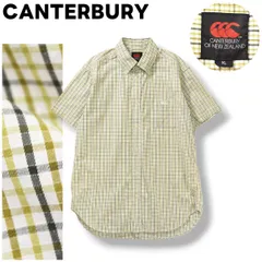 カンタベリー CANTERBURY 半袖 ボタンダウン シャツ シングルポケット ラウンドヘム ロゴ 刺繍 ビッグシルエット オーバーサイズ XL チェック柄 ミックスオリーブ メンズのサムネイル