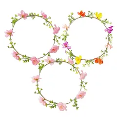 【新品】 siawadeky 花冠 桜 花かんむり 髪飾り お花の冠 3個セット ヘアバンド ヘア花輪 フラワーリース 女の子 ヘッドドレス ウェディング 結婚式 入学式 卒業式 パーティー ダンス 撮影 ヘアアクセサリー