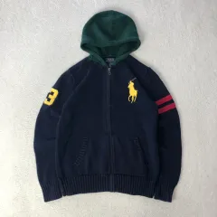ポロ ラルフ ローレン ビックポニー ニット フード ジップアップ