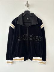 adidas ブラック ベージュ ベロア 短丈 トラックジャケット y2k 平成