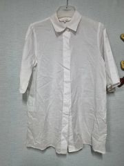 新品 ICHI ストライプブラウス ブルー コットンリヨセル ゆったり M 