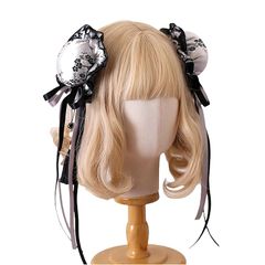DimMoire 安全ピン フリルリボン ヘアクリップ 地雷 ゴスロリ ヘアピン