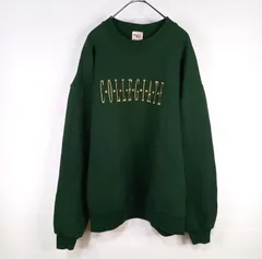 90s　アメリカ製　スウェット　トレーナー　長袖　刺繍　太アーム　グリーン　XL