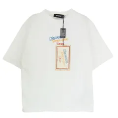 DSQUARED2 ディースクエアード S78GD0097 刺繍 ステッチ ロゴ クルーネック コットン 半袖 Tシャツ ホワイト系 S【極上美品】【中古】