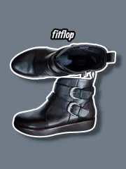240/ FITFLOP フィットフロップ ライラ ダブル バックル アンクルブーツ ブラック /0309のサムネイル