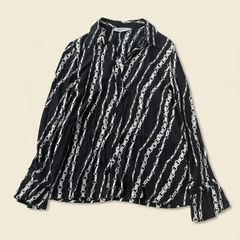 美品 ポールスチュアート ブラッシュチェックプリントボウタイブラウス 