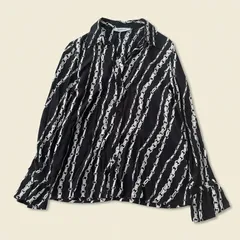 MaxMara MARELLA マレーラ チェーン柄 シルク100 長袖 シャツ ブラウス 42 XLサイズ 美品のサムネイル
