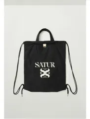 SATUR 新サター ブラック ドローイング ストリング バックパックのサムネイル