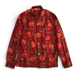 美品　The Shirts By Niche ニッチ　レトロ　バラ　花柄　レッド　サイズM　開襟シャツ　長袖シャツ　シャツ　コットンのサムネイル
