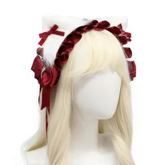 【新品】 Sitengle ヘッドドレス ロリータ 猫耳 ハロウィン ゴスロリ 髪飾り ハロウィンアクセサリー 3WAY カチューシャ レース 黒 リボン 蝶結び ヘアクリップ付き かわいい 萌え キュート コスプレ道具 メイドカフェ lolita コスプ 1