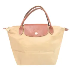 ロンシャン LONGCHAMP ハンドバッグ ベージュ 茶 ブラウン ナイロン フラップ ダブルハンドル /NU ■GY99